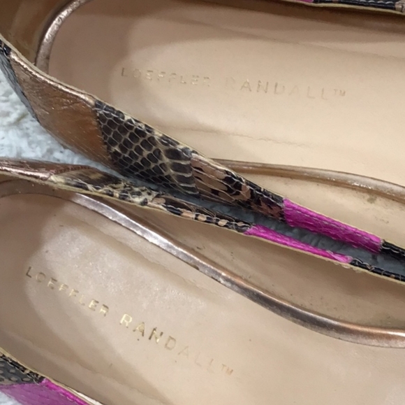 Loeffler Randall leather flats mixed pattern snakeskin 9B - Picture 3 of 3